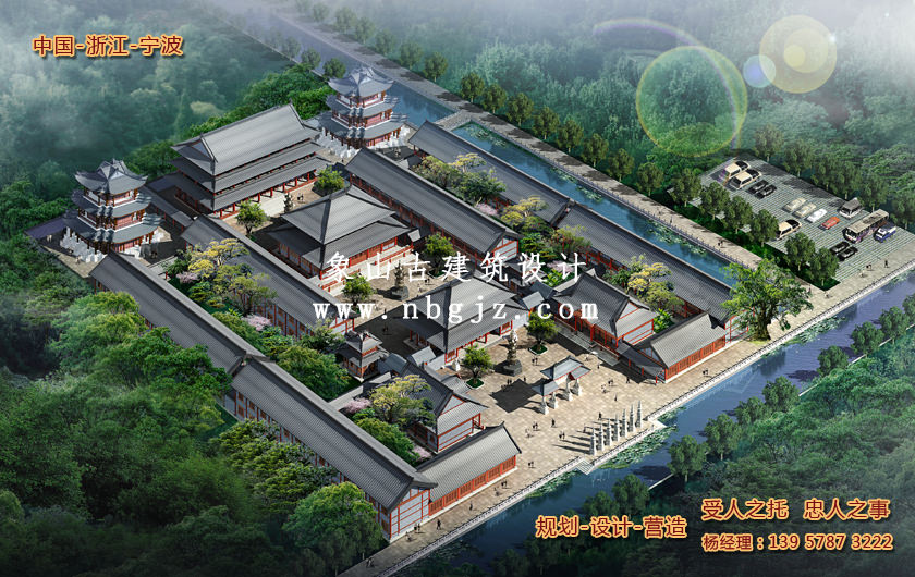 万寿寺总体建筑规划设计效果图